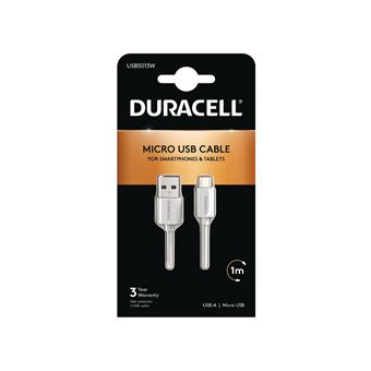 Cabo USB Duracell 1m USB - microUSB Branco