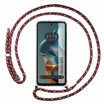 Capa Tumundosmartphone Transparente para Motorola Moto G05 / E15 com Fio Rosa / Dourado - 1