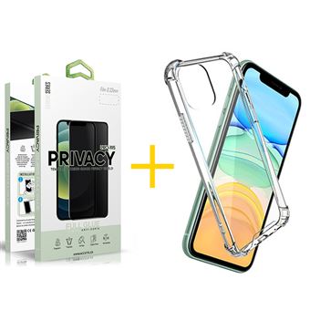 Conjunto skyhe 1 x Película de Vidro Anti-Spy + Capa para iPhone  12 / 12 Pro Gel Reforçado - Transparente Clear - 1