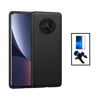 Kit Película de Vidro Temperado GorilasGlass Curvado + Capa Proteção Traseira Silicone + Suporte Magnético com Pernas para Xiaomi 12 Ultra - Preto - 1