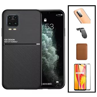 Kit Phonecare | Capa Magnetic Lux + Magnetic Wallet Castanho + 5D Full Cover + Película de Câmara Traseira + Suporte Magnético L Safe Driving para Xiaomi Mi 10 Youth 5G - Preto - 1
