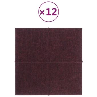 Painel de Parede vidaXL | 12  Peças | 30x30 cm | Tecido | 1,08 m² | roxo - 1