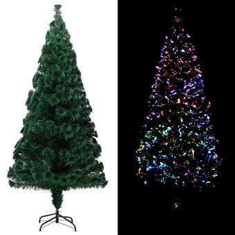 Árvore de Natal Artificial com Suporte vidaXL | 180 cm | Fibra Ótica verde - 1