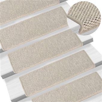 Tapetes de escada vidaXL adesivos aspeto sisal 15peças 65x25 cm prateado - 1