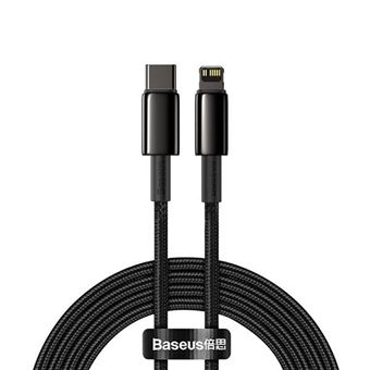 Cabo Nylon Premium Tungstênio 2m 20W PD USB-C - ios Baseus Preto - 1