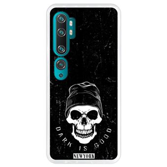 Capa Hapdey para Xiaomi Mi Note 10 - Note 10 Pro - CC9 Pro | Silicone Flexível em TPU | Design Crânio - escuro é bom - Transparente