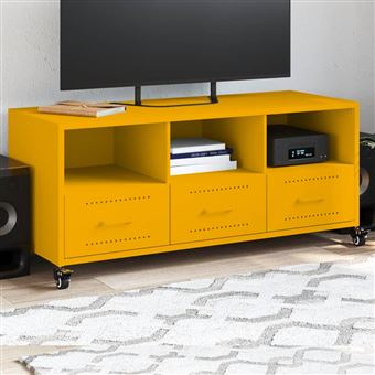 Móvel de TV vidaXL | 100,5x39x43,5 cm | aço amarelo mostarda - 1