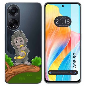 Capa Tumundosmartphone de silicone transparente para Oppo A98 5G design de macaco de desenho animado - 1