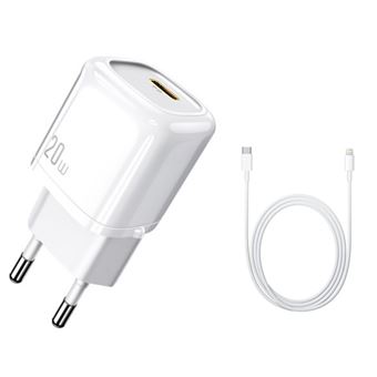 Base Carregador Antiimpacto Fast Charge PD 3.0 20W + Cabo 2 m para iPhone 13 - Branco - 1