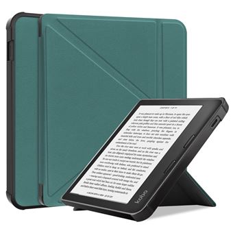Capa PU função despertar/dormir automático com apoio, verde escuro Magunivers para Kobo Libra 2 - 1