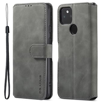 Capa PU DG.MING estilo retro, fecho magnético com suporte dobrável, cinza para Google Pixel 5a 5G - 1