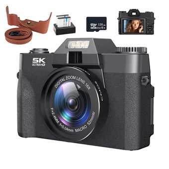 Máquina Fotográfica Digital Compacta SZSMART RZ0 | Tela 3" | WIFI | 75 Megapixéis | Preto | 5K | 2 Baterias | ISO:6400 | 128G - 1