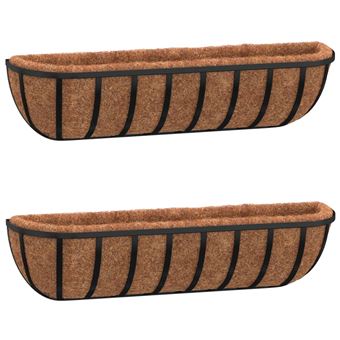 Vasos de Parede vidaXL | 2 Peças | Forro de Coco | 91x20x23 cm | Aço preto - 1