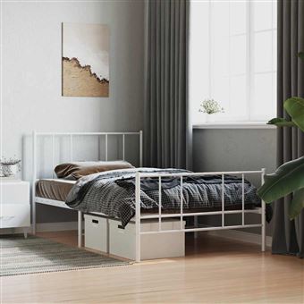 Estrutura de Cama com Cabeceira e Pés vidaXL | 80x200 cm | Metal branco - 1