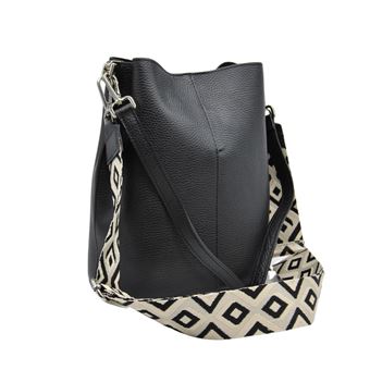 Bolsa Tiracolo SOTEIRA Venezia | Couro genuíno | Preto | 24x16,5x27,5 cm - 1