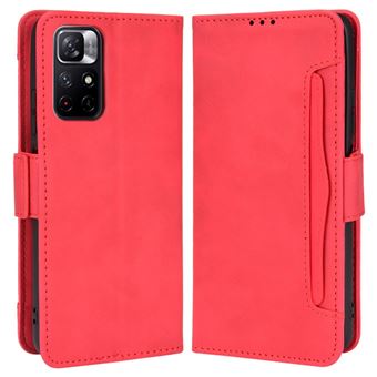 Capa magunivers PU fecho magnético, anti-riscos com suporte e suporte de cartão vermelho para Xiaomi Redmi Note 11/Redmi Note 11T 5G/Poco M4 Pro 5G - 1