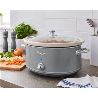Panela de Cerâmica Antiaderente Swan Retro Slow Cooker SF17031GRNEU| sem PFOA e PTFE | 6,5L | 320W - Cinza - 1