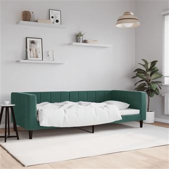 Sofá-cama vidaXL | 90x200 cm | veludo verde-escuro - 1