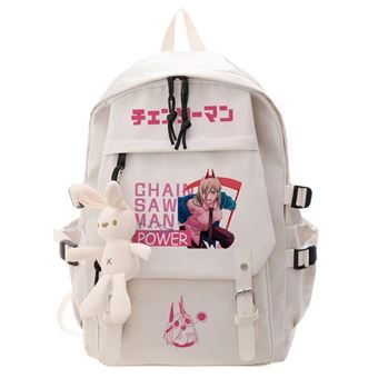 Mochila Escolar Infantil DreamWorks | Chainsaw Man | 32 x 13 x 45 cm | Branco 1738 - 1