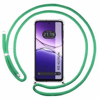 Capa Tumundosmartphone Transparente para Oppo A5m / A5 4G / 5G com fio verde-água - 1