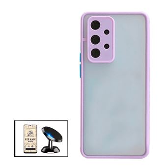 Kit Capa Anti Choque Câmara Protection + Vidro Temperado CeramicGlass Full Cover + Suporte Magnético de Carro Phonecare para Samsung Galaxy A32 5G - Roxo - 1