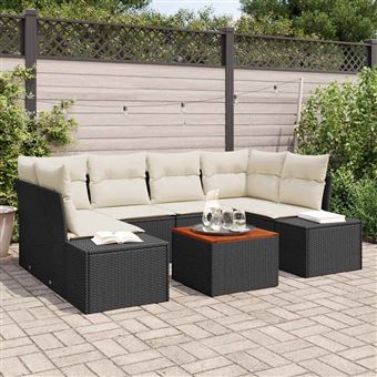 Conjunto de Sofá de Jardim vidaXL | 7 Peças | Preto Rattan Sintético - 1