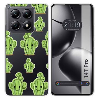 Capa de Silicone TUMUNDOSMARTPHONE Transparente para Xiaomi 14T Pro 5G design desenhos de cactos - 1