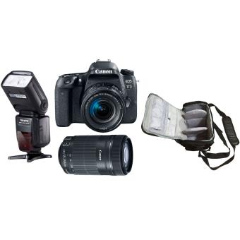 Canon EOS 77D + EF-S 18-55mm STM + EF-S 55-250mm STM + Bolsa de Transporte Profissional + Flash - 1