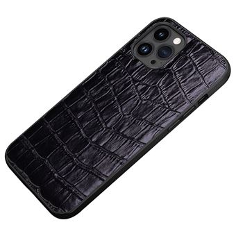Capa e TPU + couro genuíno textura de crocodilo, emborrachado Magunivers para iPhone 14 Pro Max - preto - 1