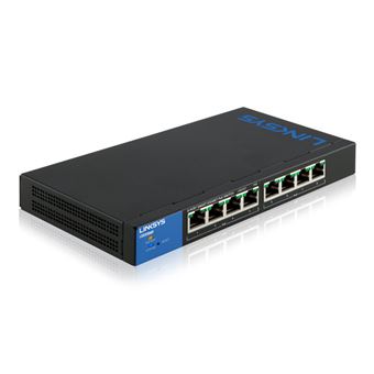 comutador de rede Linksys LGS308MP-EU Gigabit Ethernet (10/100/1000) Preto Apoio Power over Ethernet (PoE)