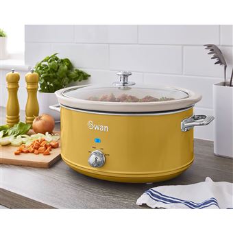 Panela de Cerâmica Antiaderente Swan Retro Slow Cooker SF17031YELNEU | sem PFOA e PTFE | 6,5L | 320W - Amarelo - 1