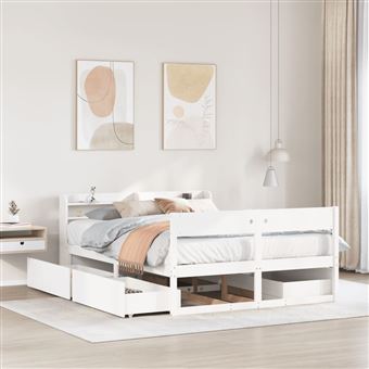 Cama sem Colchão vidaXL | 120x190 cm | madeira de pinho maciça branco - 1