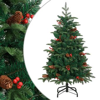 Árvore de Natal artificial articulada vidaXL | com pinhas e bagas | 120 cm - 1
