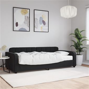 Sofá-cama com Colchão vidaXL | 90x200 cm | veludo preto - 1