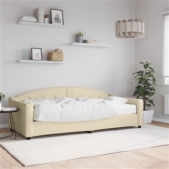 Sofá-cama com Colchão vidaXL | 90x200 cm | tecido cor creme - 1
