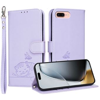 Capa FOXDOCK para iPhone 8 Plus/7 Plus | Flip | Bloqueio RFID | Fecho Magnético | Pele Sintética | Alça de Pulso Amovível | Roxo - 1