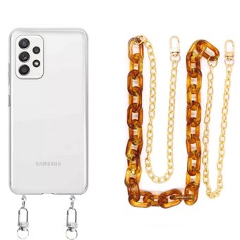 Capa Cristal com Cordão Corrente Antiimpacto Castanho para Samsung Galaxy A52 5G - 1
