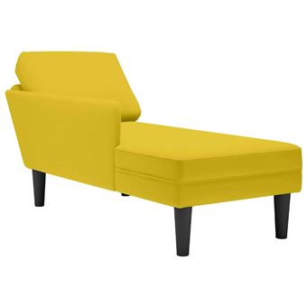 Chaise lounge com almofada/apoio de braços direito vidaXL | veludo amarelo - 1