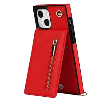 Capa e Tpu + Pu magunivers Anti-Riscos com Suporte de Pontapé | Ranhuras para Cartas e Cordão de Segurança Vermelho para Iphone 13 Mini 5.4'' - 1