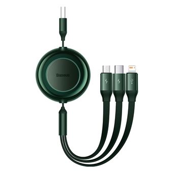 Cabo BASEUS CAMJ010006 USB para Micro USB + Lightning + Type-C 3.5A | 1.1m - Verde - 1