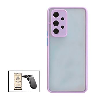 Kit Capa Anti Choque Câmara Protection + Vidro Temperado CeramicGlass Full Cover + Suporte Magnético L Safe Driving Carro Phonecare para Samsung Galaxy A32 5G - Roxo - 1