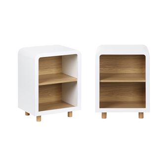 Mesa de cabeceira sweeek de efeito madeira com 2 nichos | 2 Unidades | Branco - 1