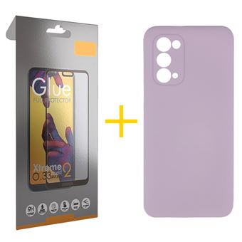 Pack 1 x Película de Vidro Temperado Full + Capa skyhe  Oppo A54 5G Silicone Líquido - Roxo - 1