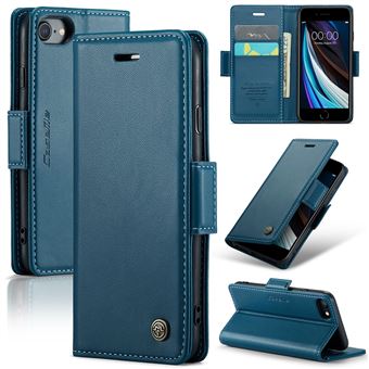 Capa FOXDOCK para iPhone 7/8 | Bloqueio RFID | Fecho Magnético | Flip | Pele | 3 Compartimentos para Cartões | Azul - 1