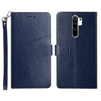Capa magunivers PU padrão de linha em forma de y, fecho magnético, anti-riscos com suporte e alça azul para Xiaomi Redmi Note 8 Pro - 1