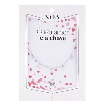 Colar Prateado Aco Noa Story Chaves | O Teu Amor e a Chave da Minha Vida | Aço Dourado - 1