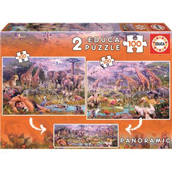 Puzzle Educa Animais Selvagens 18606 | 2X100 Peças - 1
