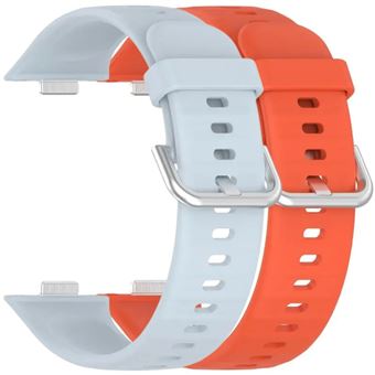 Pack 2x Bracelete em Silicone com Fecho de Metal Antiimpacto para Huawei Watch Fit 3 | Azul Claro e Laranja - 1