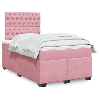 Cama boxspring com colchão vidaXL | 120x190 cm | veludo rosa - 1