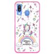 Capa Hapdey para Samsung Galaxy A40 2019 Design Arco-Íris Dream Like a Unicorn em Silicone Flexível e TPU Cor-de-Rosa